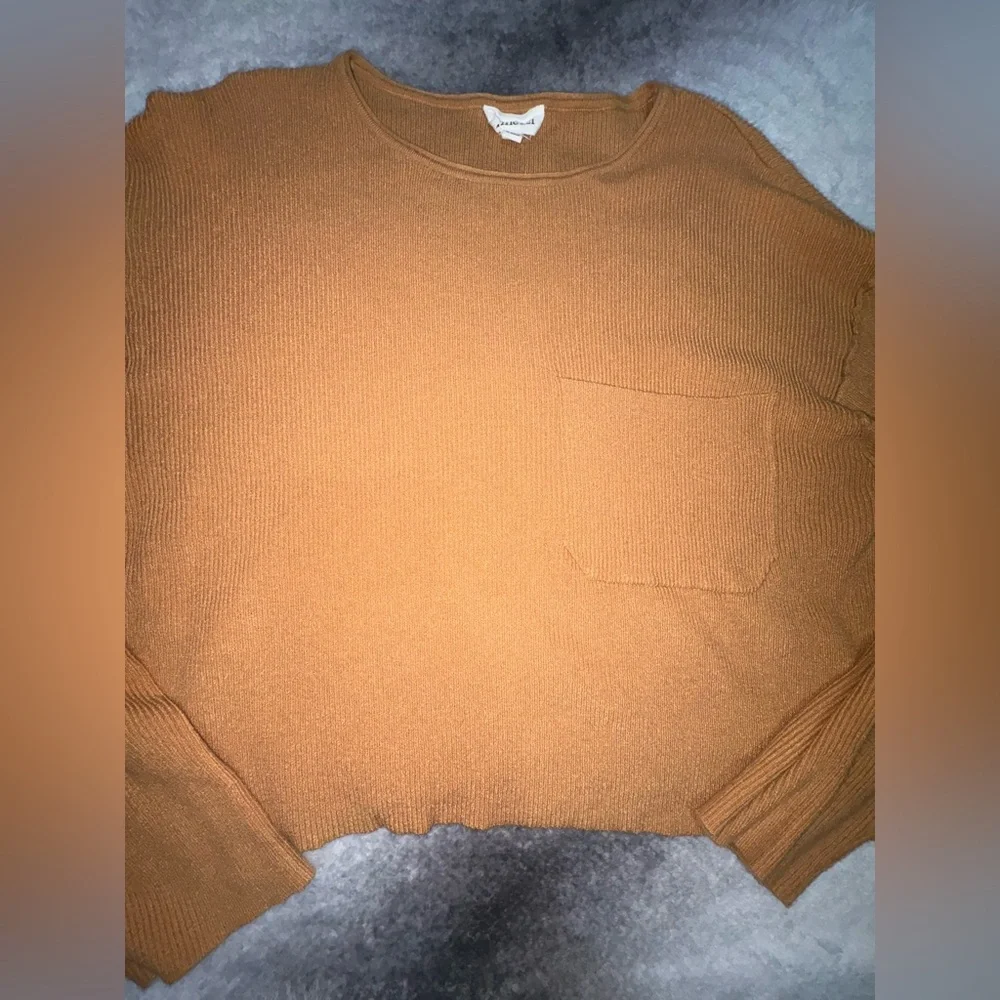 &merci Tan Ribbed Oversized Cropped Sweater‎ Top Small S